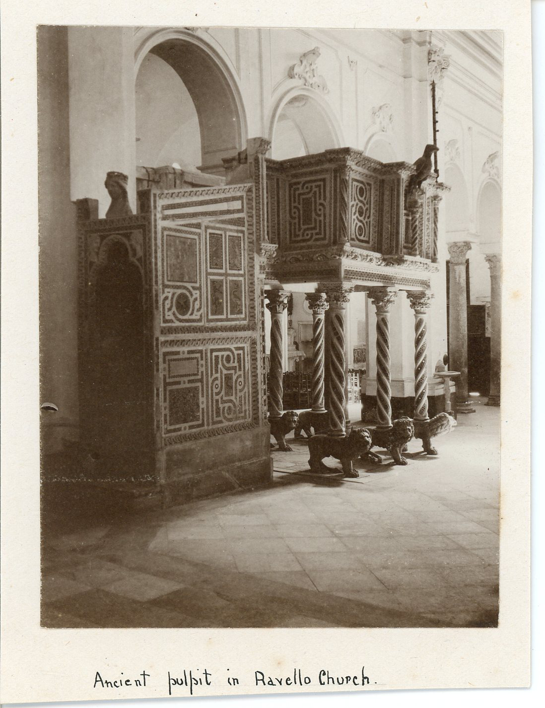 Italy, Ancient Pulpit in Ravello Church (Salerno) Vintage Silver Print. Italy 