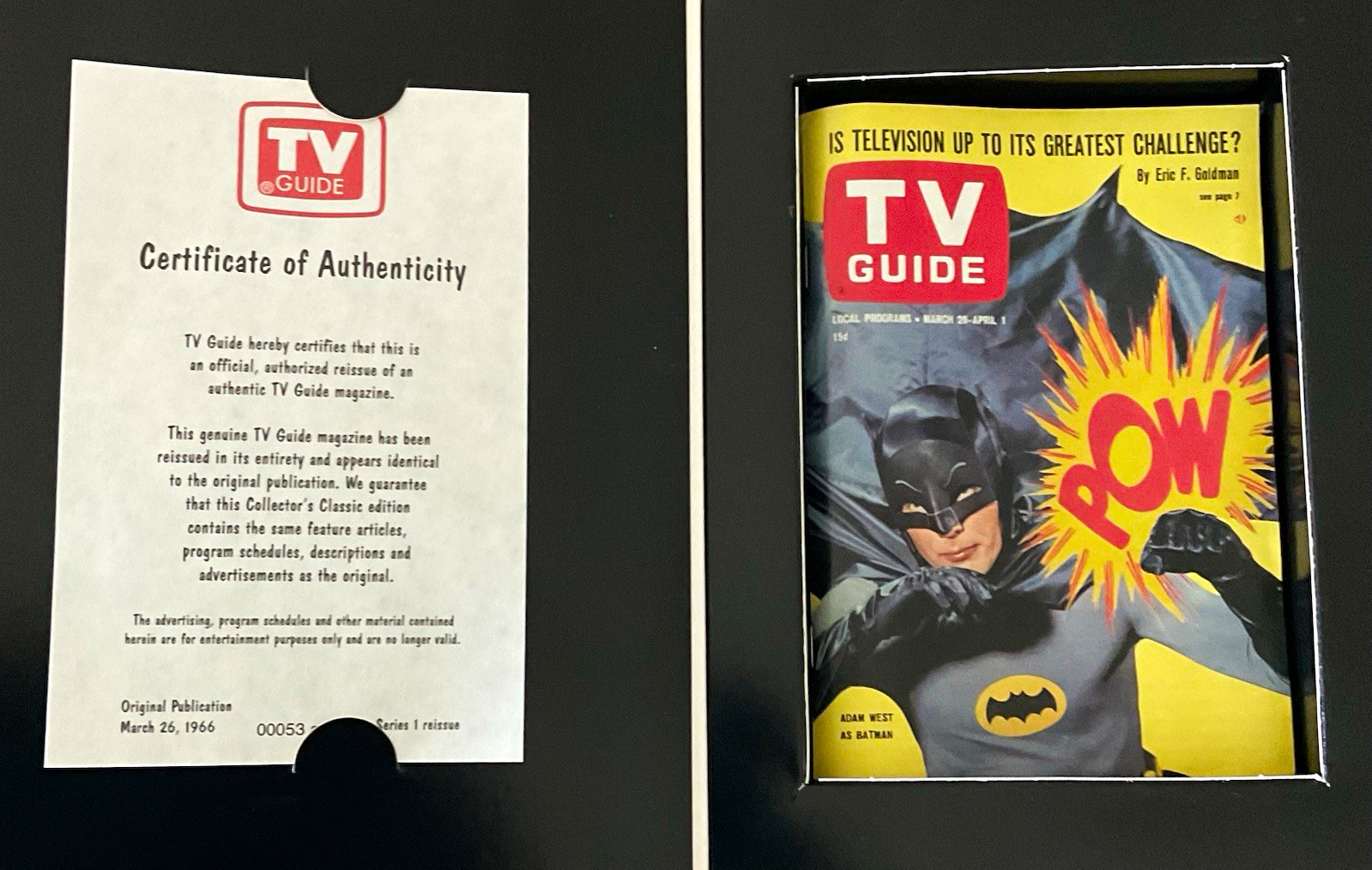 TV Guide Collector's Classics Series 1 Reissue Batman 3/26/66 TV Guide Collector's Classics Series 1 Reissue Batman 3/26/66