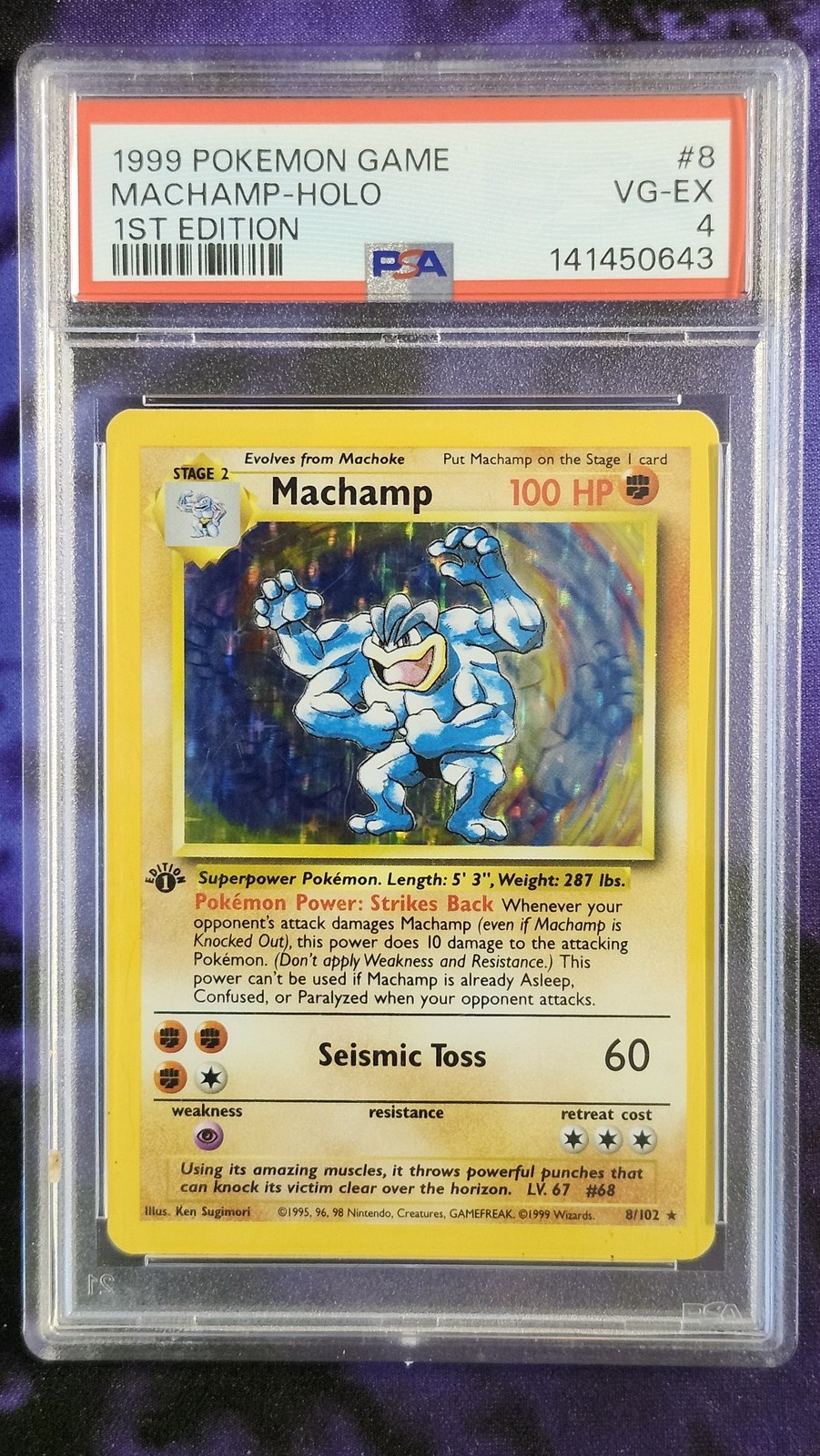 Pokemon PSA 4 Machamp 8 1st Edition Holo Base Set Pokemon PSA 4 Machamp 8 1st Edition Holo Base Set