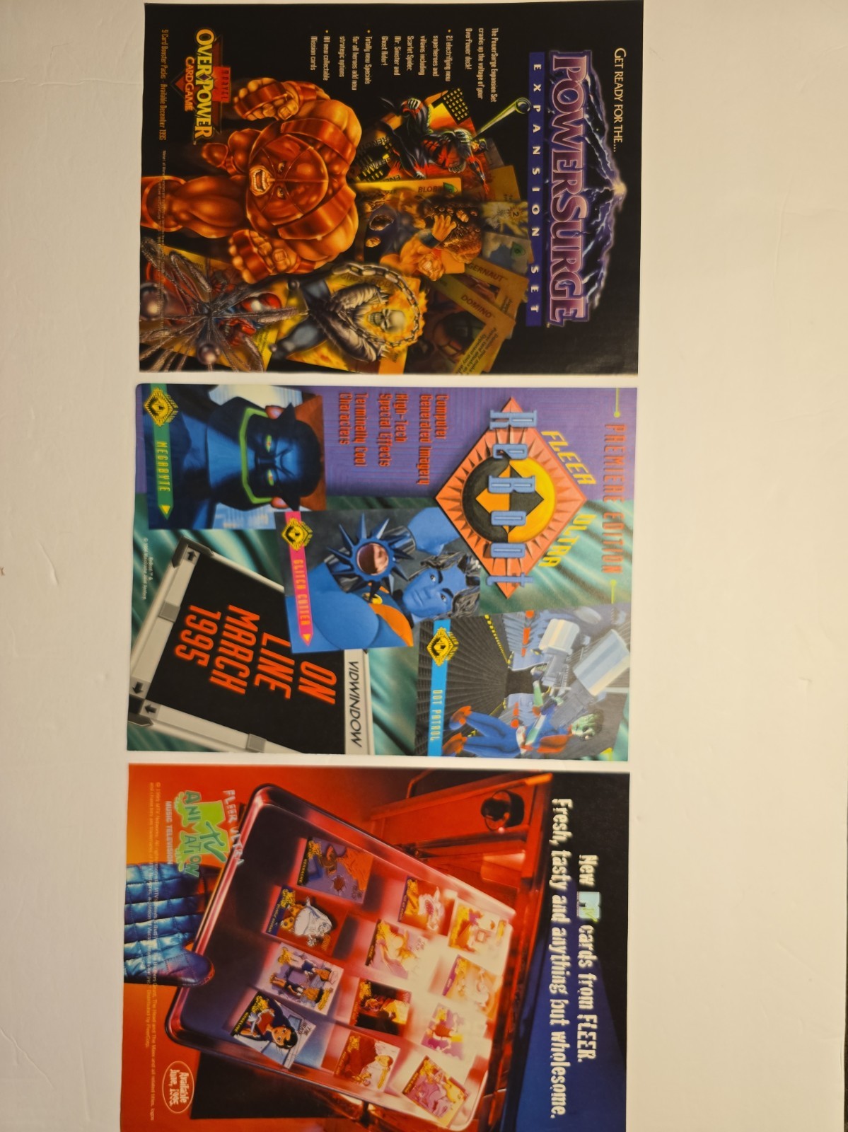 Rare 1995 Fleer ReBoot MTV Animation OverPower Ad Lot Scarce Vintage Grail Rare 1995 Fleer ReBoot MTV Animation OverPower Ad Lot Scarce Vintage Grail