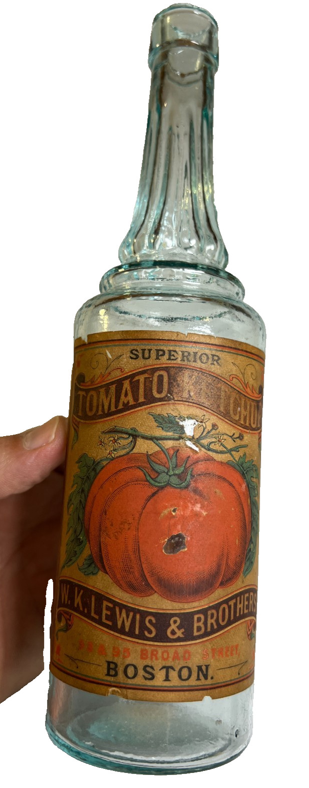Antique c1870 W K Lewis Brothers Boston Tomato Ketchup Bottle Original Label Antique c1870 W K Lewis Brothers Boston Tomato Ketchup Bottle Original Label