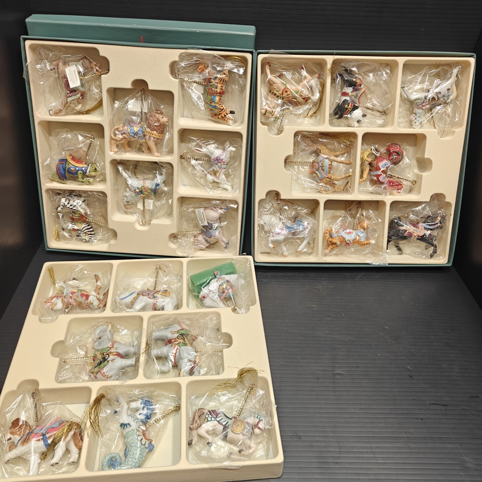 Lenox 1989 Carousel Animals Complete 24 Piece Christmas Ornament Set New in Box Lenox 1989 Carousel Animals Complete 24 Piece Christmas Ornament Set New in Box