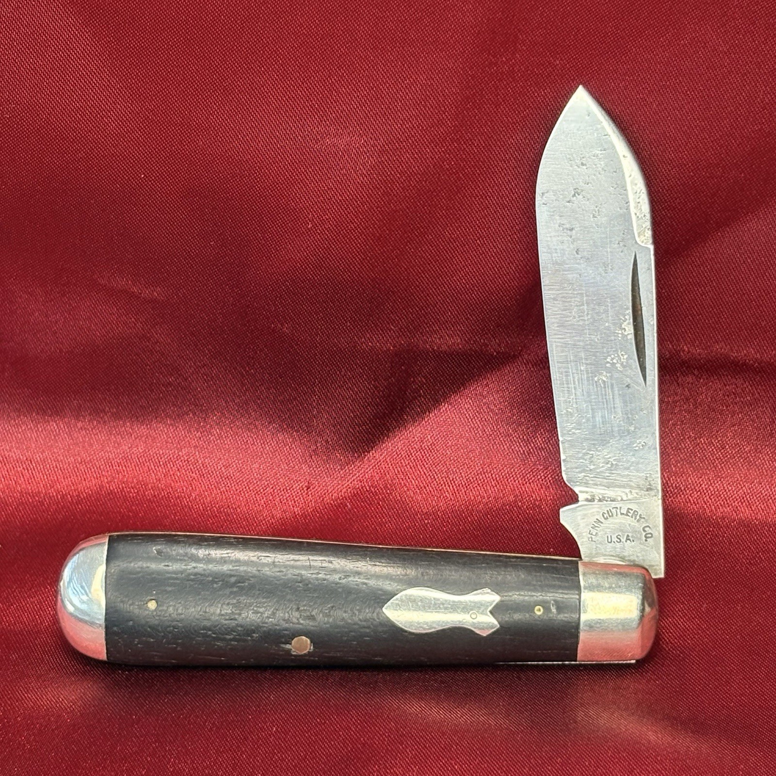 Vintage Penn Cut Co Tidioute PA 3.5” Ebony Wood Teardrop Jack Pocket Knife Vintage Penn Cut Co Tidioute PA 3.5” Ebony Wood Teardrop Jack Pocket Knife
