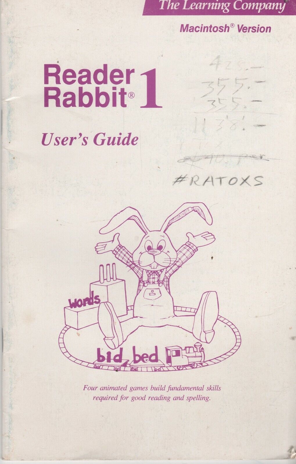 ITHistory (1991) APPLE Software Manual:  READER RABBIT (Mac) The Learning Co