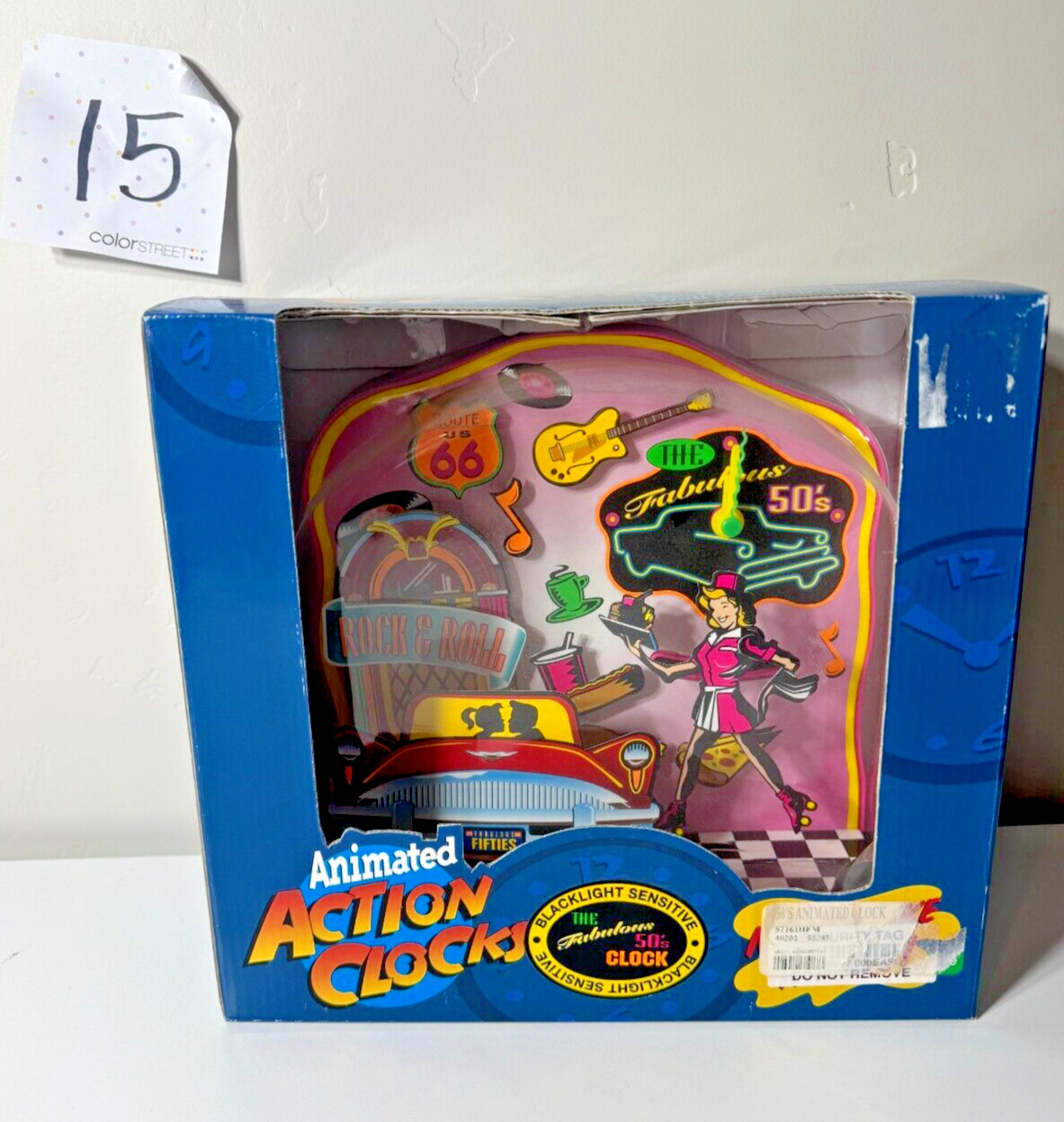 Vtg The Fabulous 50s Animated Action Clock Moves 24hrs Blacklight Sensitive New Vtg The Fabulous 50s Animated Action Clock Moves 24hrs Blacklight Sensitive New