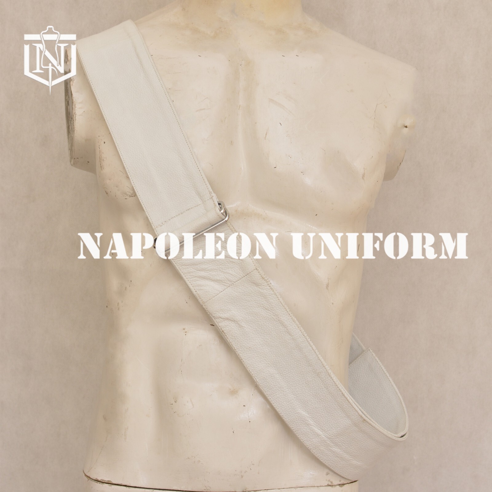 New British Military White Leather Belt, Custom made Belt, Hussar Uniform Belt
