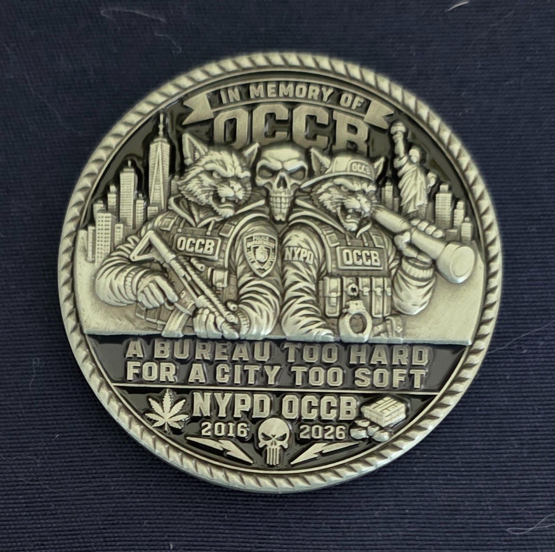 New York City Police NYPD OCCB Narcotics Tomcat Memorial 2" Challenge Coin