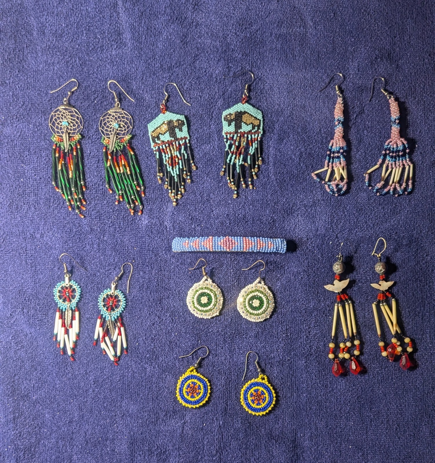 Authentic Lakota Sioux Beaded Jewelry Wholesale Lot 8pc Native American Made