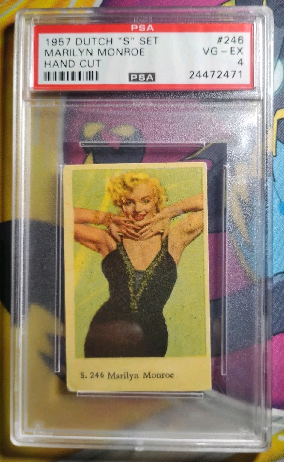 1957 Dutch Gum Movie Film Card "S" Set 246 Marilyn Monroe PSA 4 Green Background 1957 Dutch Gum Movie Film Card "S" Set 246 Marilyn Monroe PSA 4 Green Background