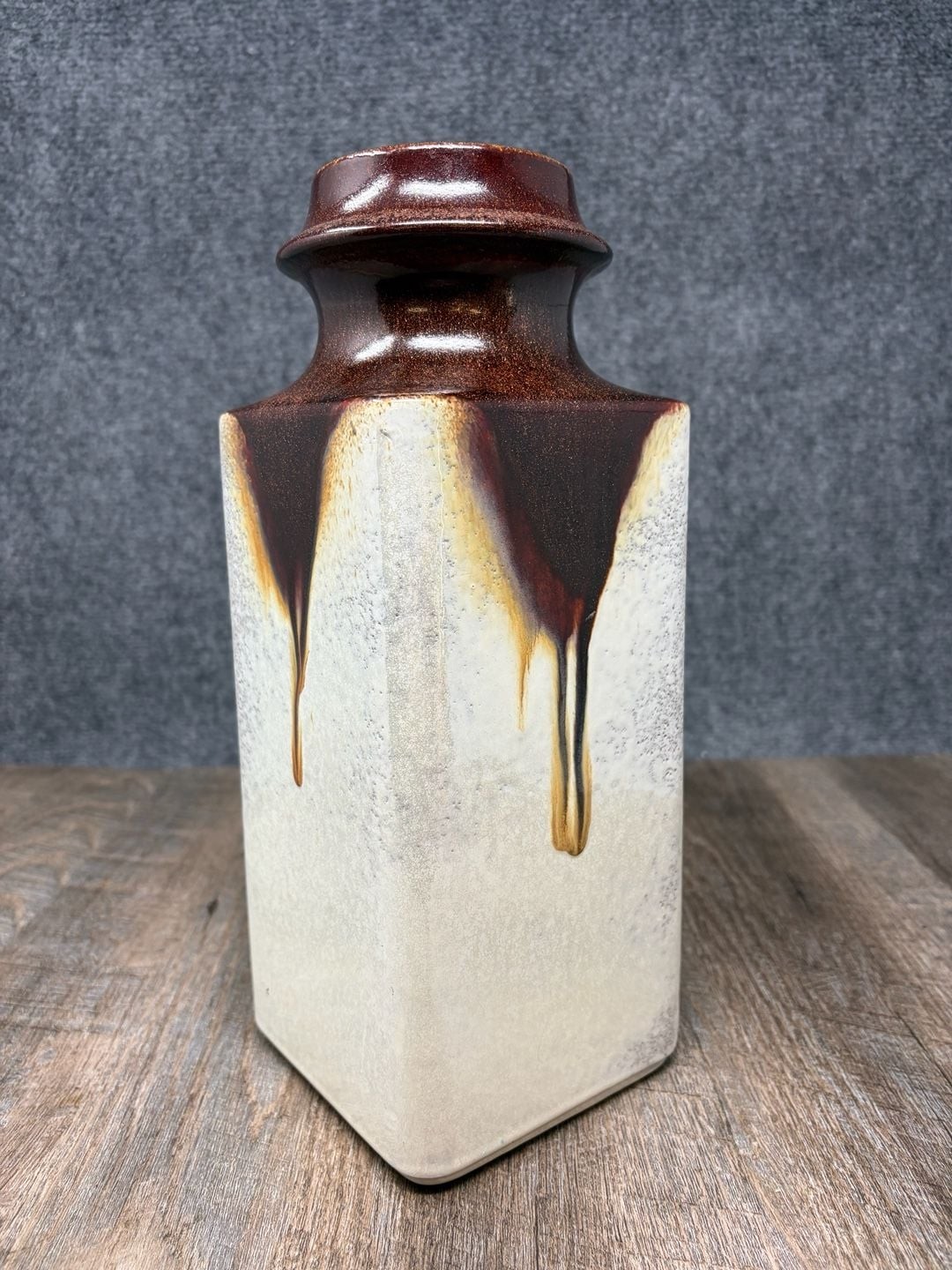 Antique Carstens 1957 Tönnieshof W.Germany Pottery Vase Brown Copper Drip Glaze Antique Carstens 1957 Tönnieshof W.Germany Pottery Vase Brown Copper Drip Glaze