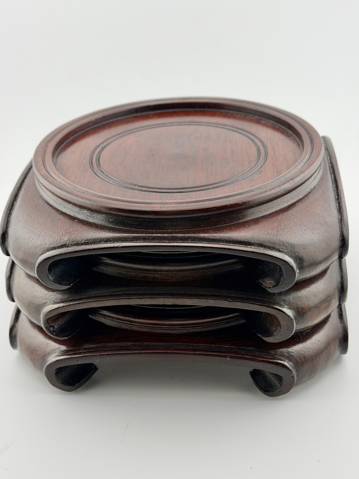Chinese Carved Wood Display Stand Pedestal-Brown- 5 inch surface Chinese Carved Wood Display Stand Pedestal-Brown- 5 inch surface