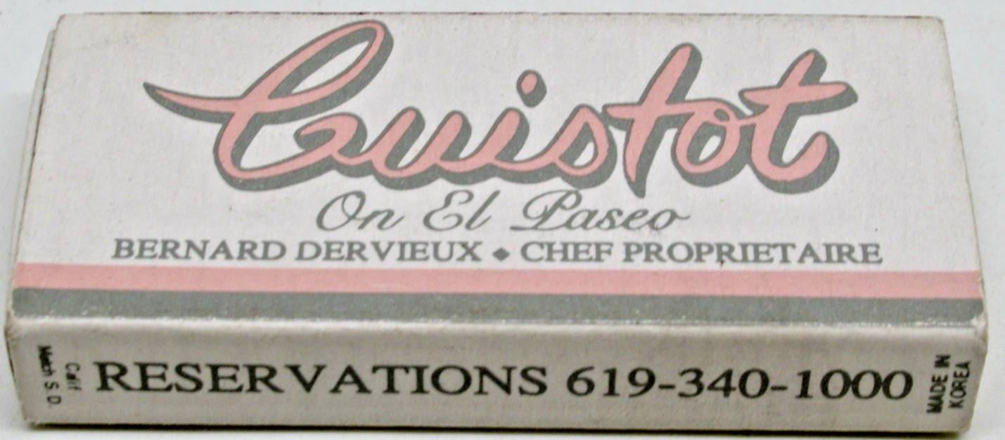 Cuistot On El Paseo Palm Desert California Matchbook / Matchbox Cuistot On El Paseo Palm Desert California Matchbook / Matchbox