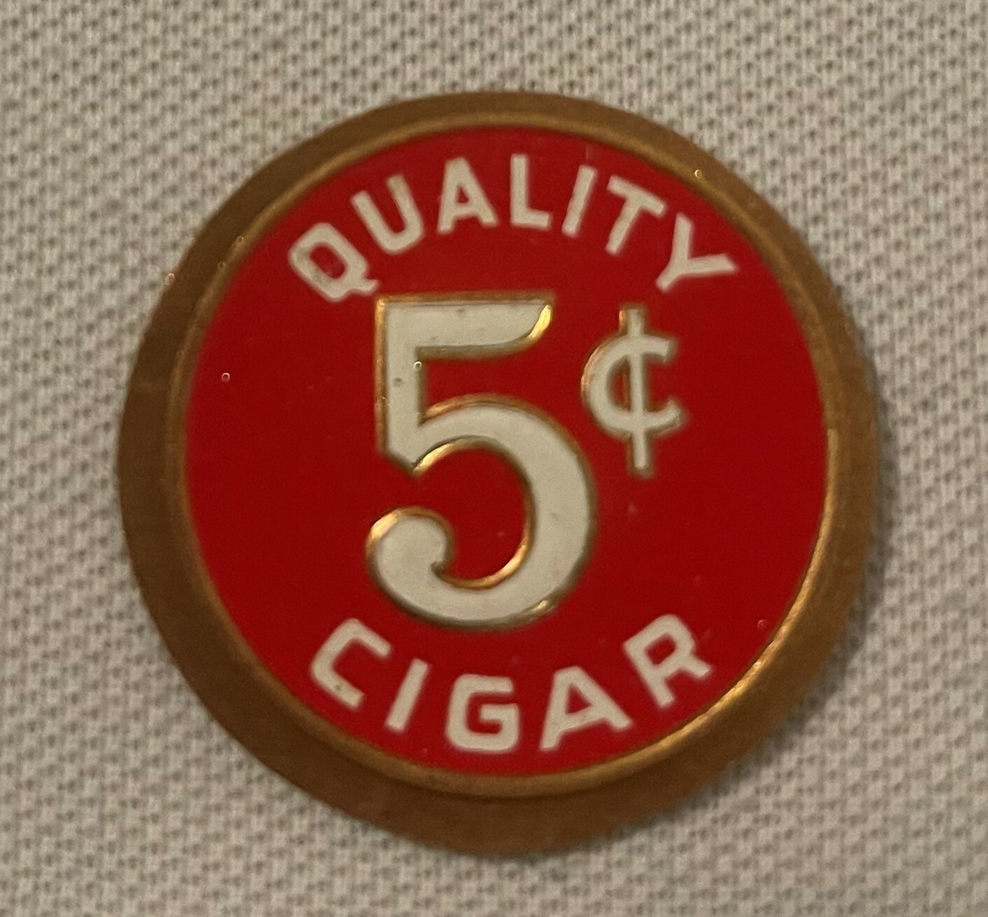 Vintage 1900s Quality 5Β’ Cigar Token π΄ Gold Embossed Tobacco Advertising NOS Vintage 1900s Quality 5Β’ Cigar Token π΄ Gold Embossed Tobacco Advertising NOS