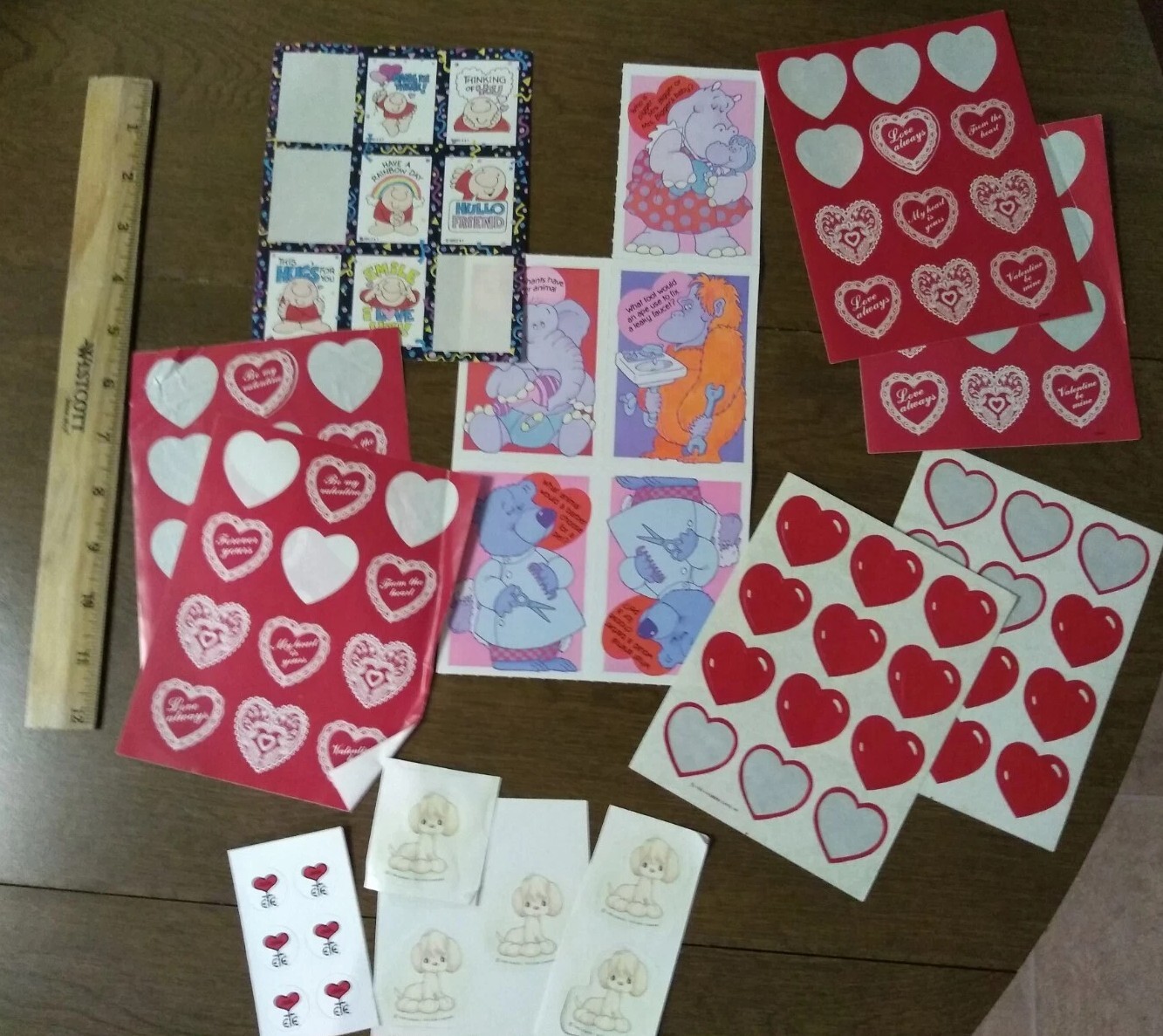 vintage 1980s lot valentines children's cards stickers (partials)