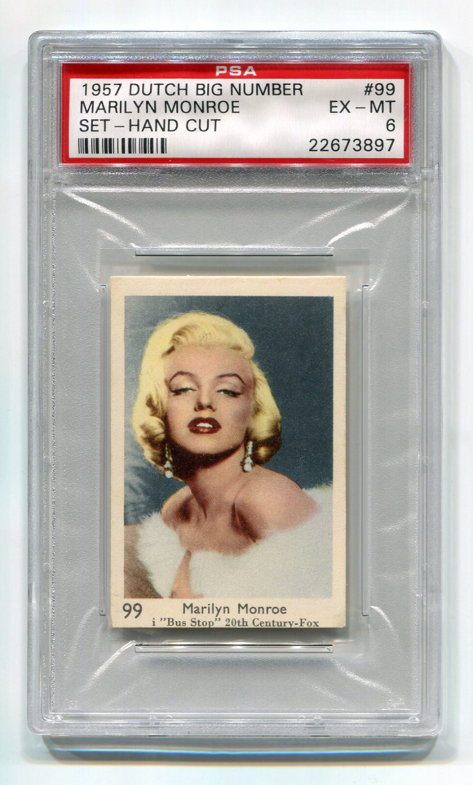 1957 Dutch Gum Movie Film Cards Big Number Set 99 Marilyn Monroe PSA 6 EX-Mint 1957 Dutch Gum Movie Film Cards Big Number Set 99 Marilyn Monroe PSA 6 EX-Mint