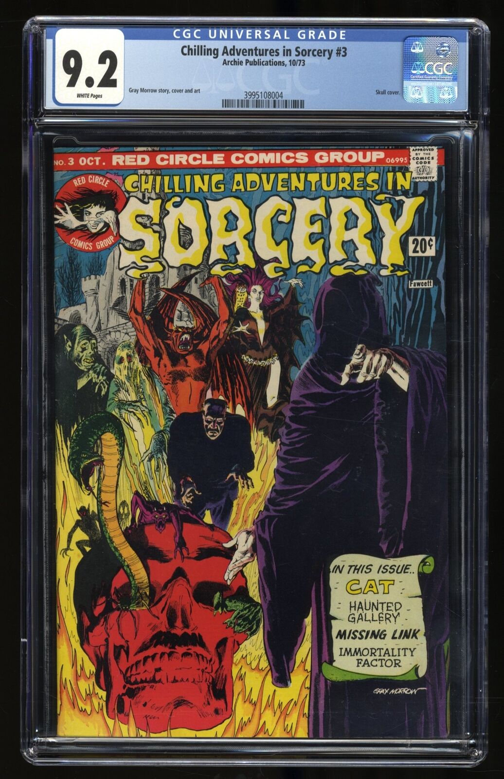 Chilling Adventures in Sorcery #3 CGC NM- 9.2 White Pages Skull Cover