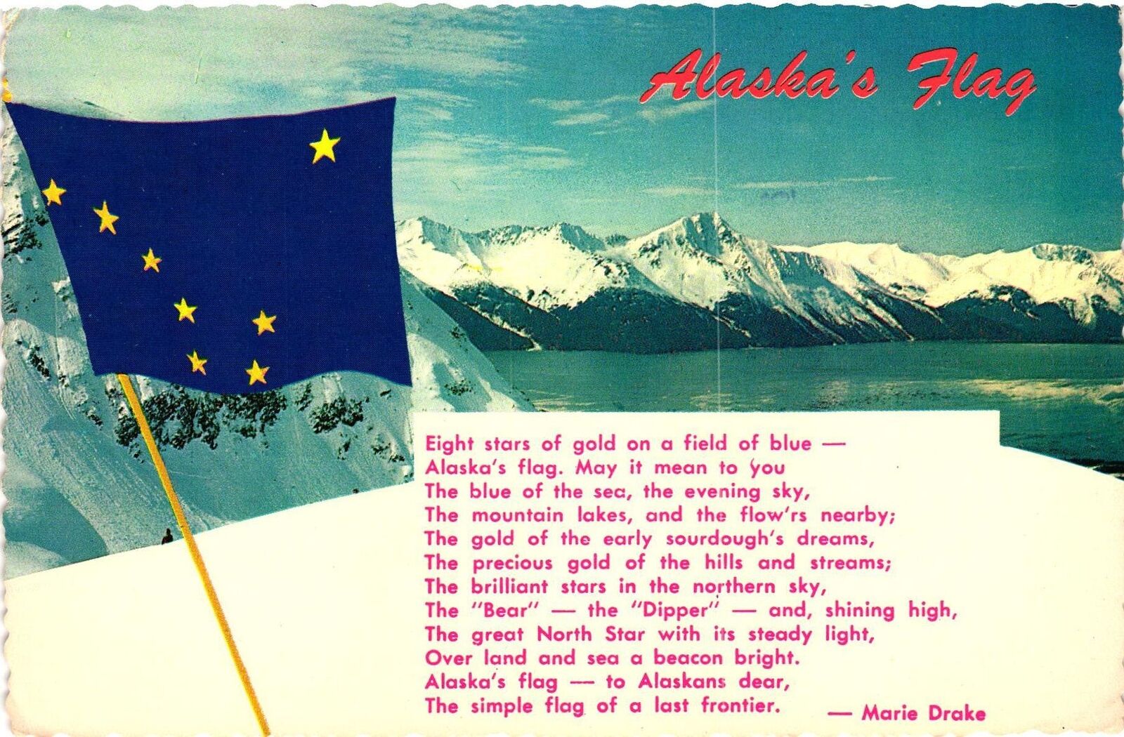 Vintage Postcard 4x6- Alaska's Flag