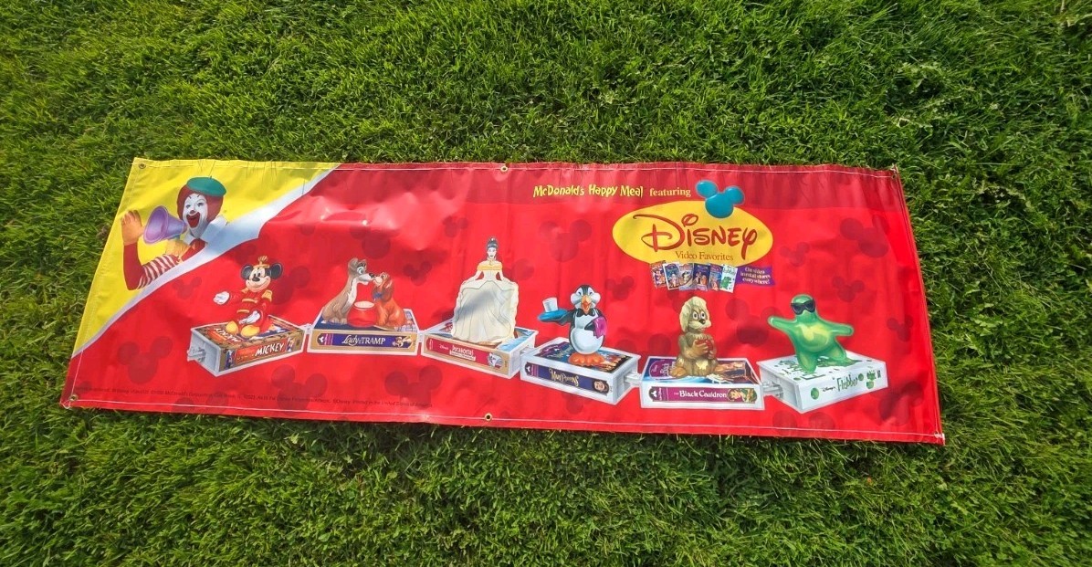1998 McDonald's Happy Meal Large Banner Display Sign Disneys Video Favorites Nos