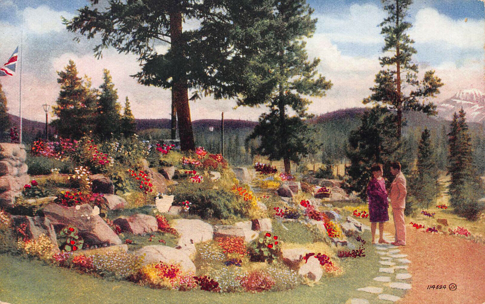 Rock Garden, Jasper Park Lodge, Jasper, Alberta, Canada, early postcard, unused 