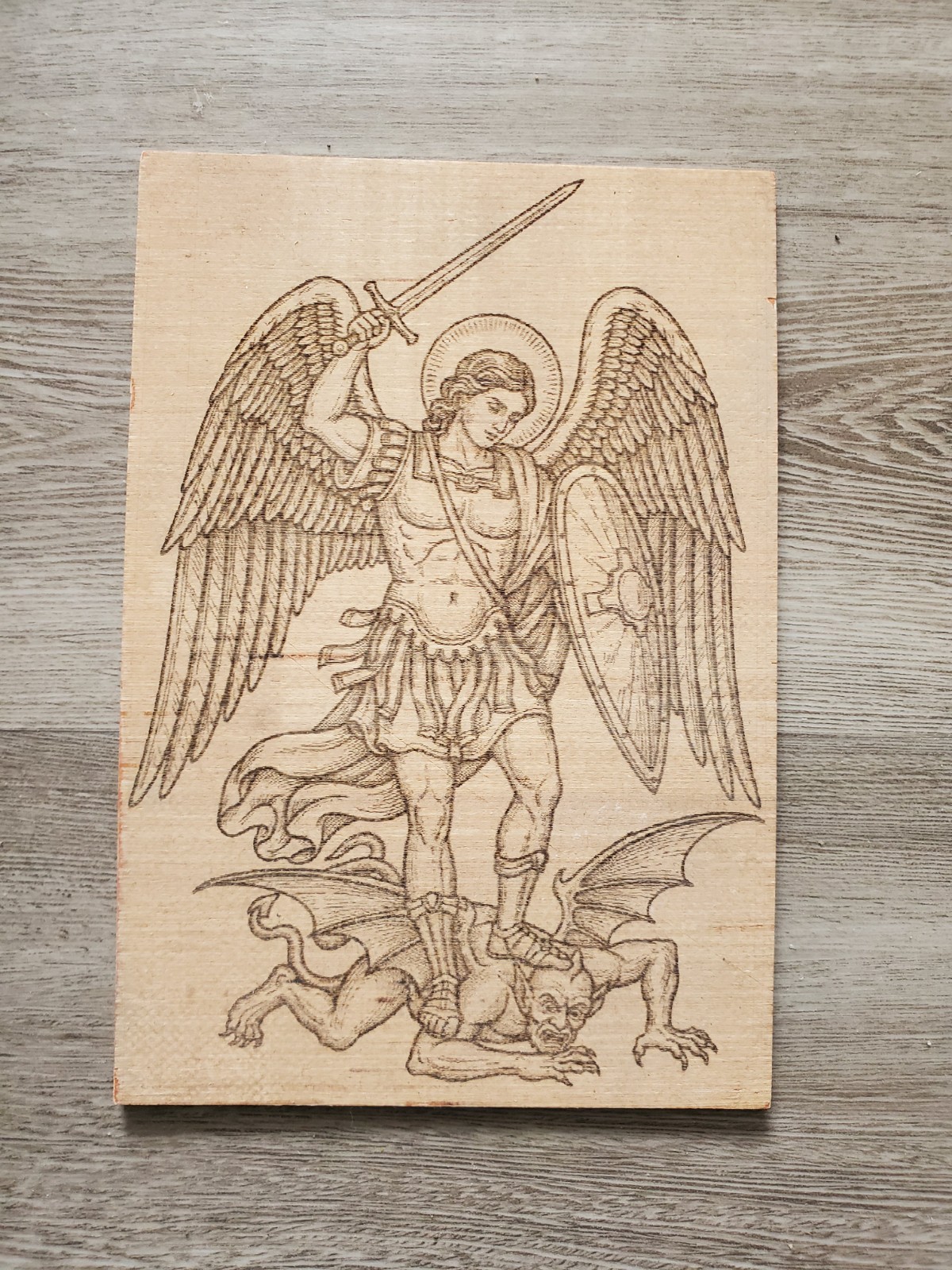 Laser Engraved Wooden Religious Plaque Saint Michael Archangel Laser Engraved Wooden Religious Plaque Saint Michael Archangel
