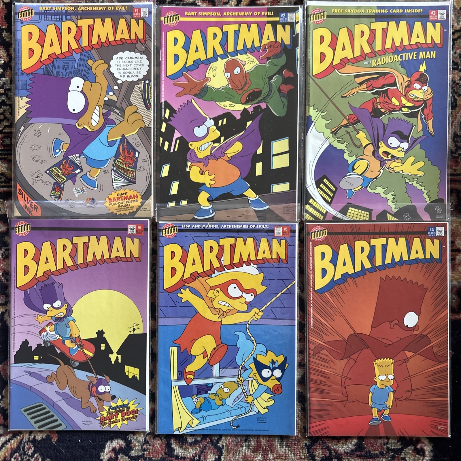 Bartman #1 (Silver Foil),2,3,4,5,6 Bongo Comic Books 1993 NM Simpsons Bartman #1 (Silver Foil),2,3,4,5,6 Bongo Comic Books 1993 NM Simpsons