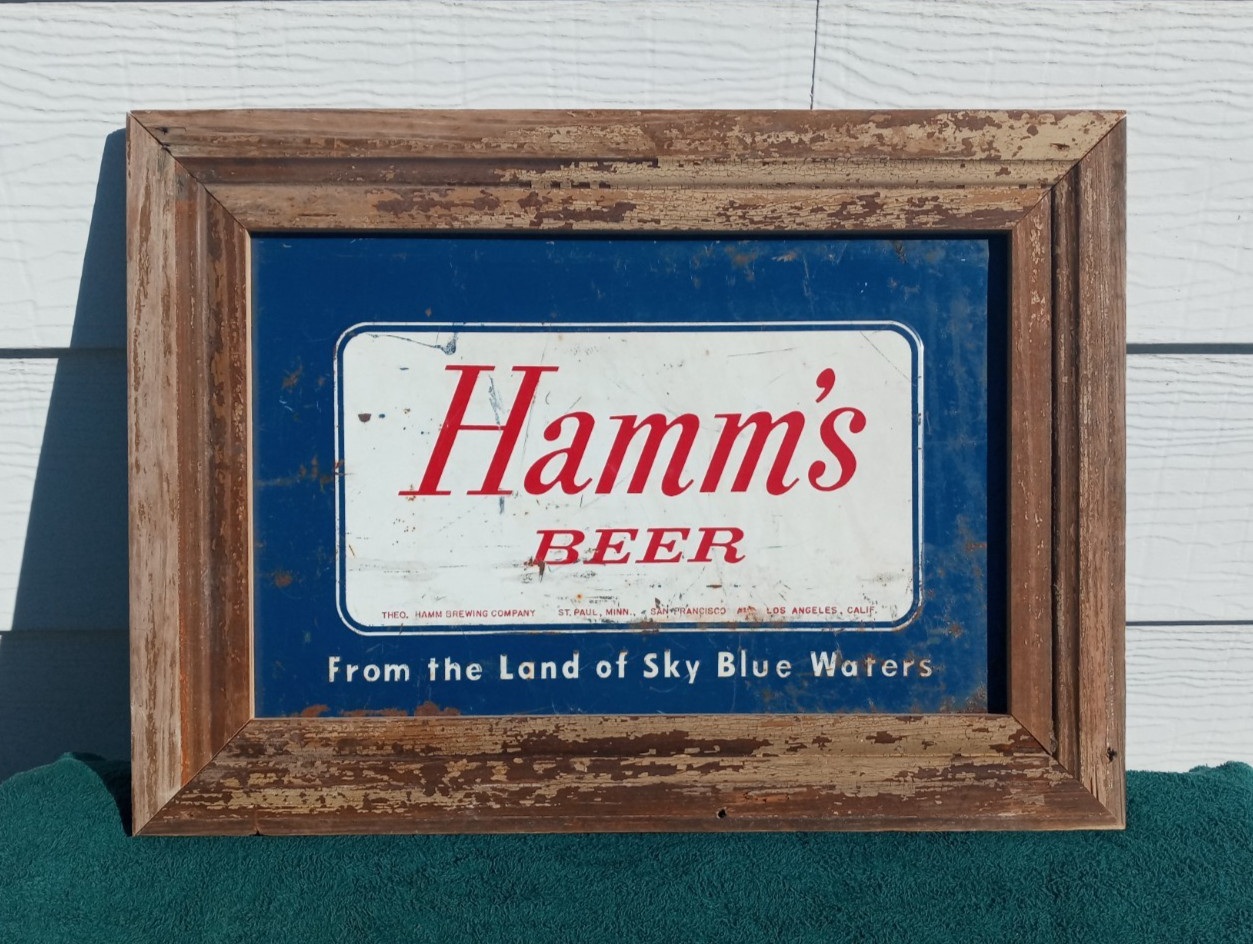 Vintage Hamm's Beer Blue Metal Cooler Ice Box Chest Breweriana Custom Sign Vintage Hamm's Beer Blue Metal Cooler Ice Box Chest Breweriana Custom Sign