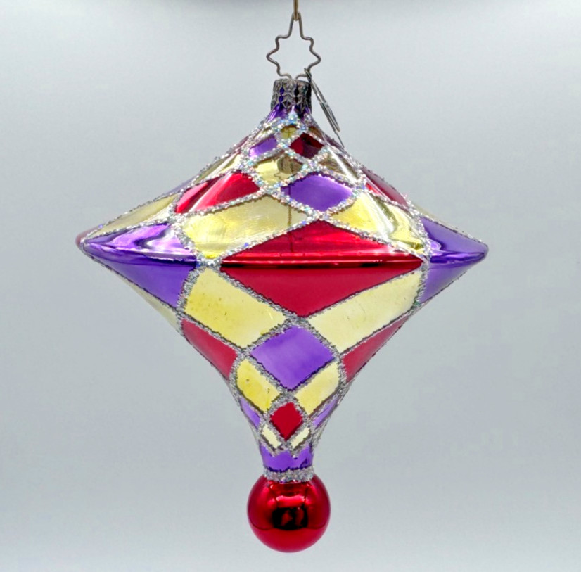 Christopher Radko Tiffany Bright Harlequin Ornament - top/spinner Rare