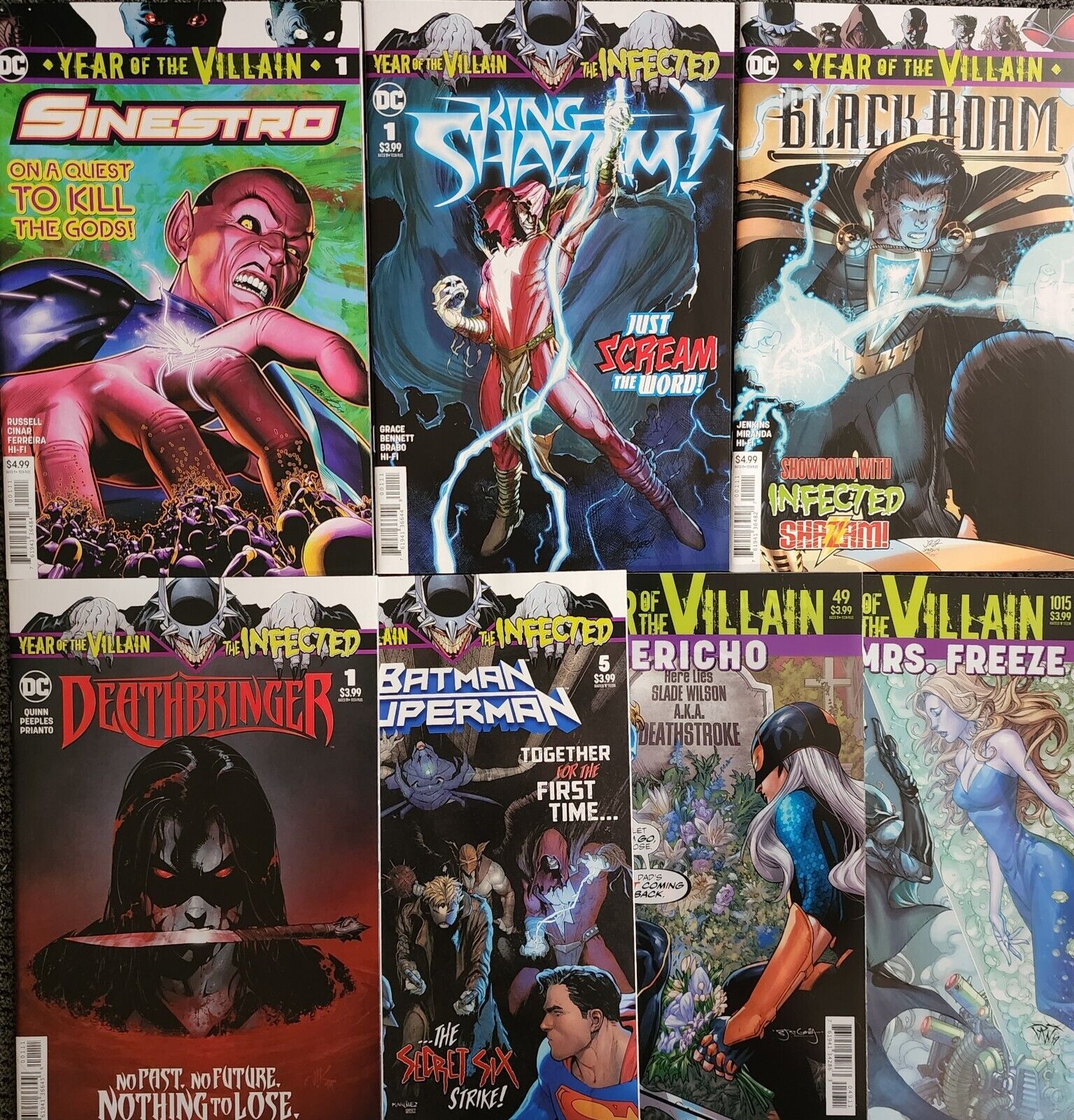 Year Of The Villain #1 DC Comic Book Lot 2019 Batman Superman Shazam Adam KEY