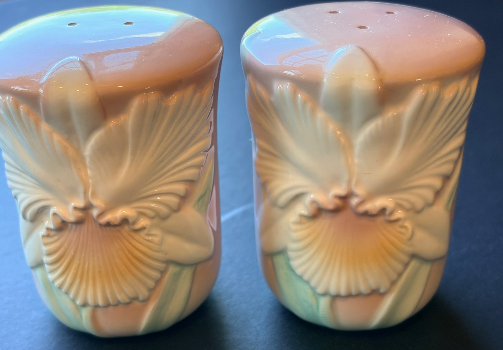 Vintage Pastel Pink & Green Figi Crafters Otagiri Salt & Pepper-Japan-Gorgeous Vintage Pastel Pink & Green Figi Crafters Otagiri Salt & Pepper-Japan-Gorgeous