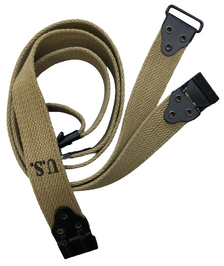 Long WWI Kerr N0-Buckl Sling M1917 Enfield U.S Marked Thompson Extension-KHAKI