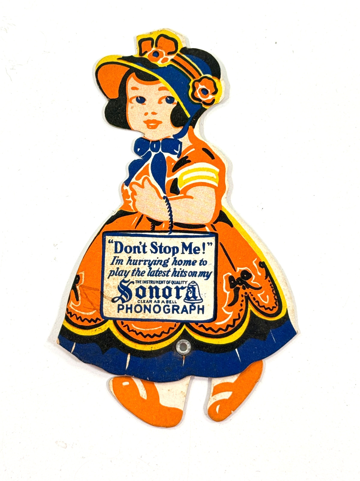 vtg 20s Sonora Photograph Die Cut Advertising Mechanical Trade Card sign display vtg 20s Sonora Photograph Die Cut Advertising Mechanical Trade Card sign display