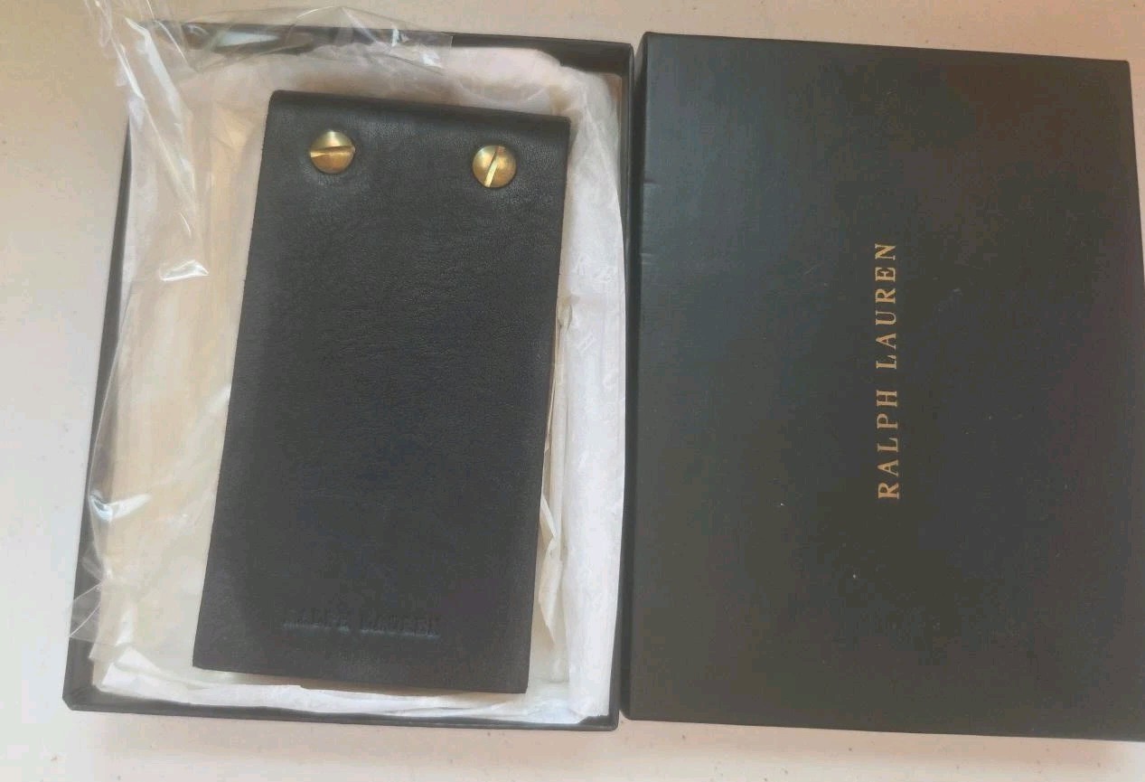 Vintage Ralph Lauren Black Leather Memo Pad—NOS in Original Box Eva Stern Estate Vintage Ralph Lauren Black Leather Memo Pad—NOS in Original Box Eva Stern Estate