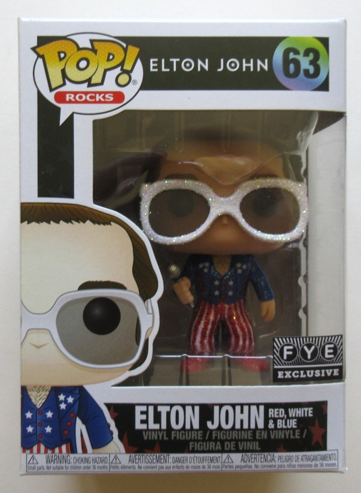FUNKO POP ROCKS 63 ELTON JOHN RED WHITE BLUE FYE EXCLUSIVE FIGURE & CASE NEW FUNKO POP ROCKS 63 ELTON JOHN RED WHITE BLUE FYE EXCLUSIVE FIGURE & CASE NEW