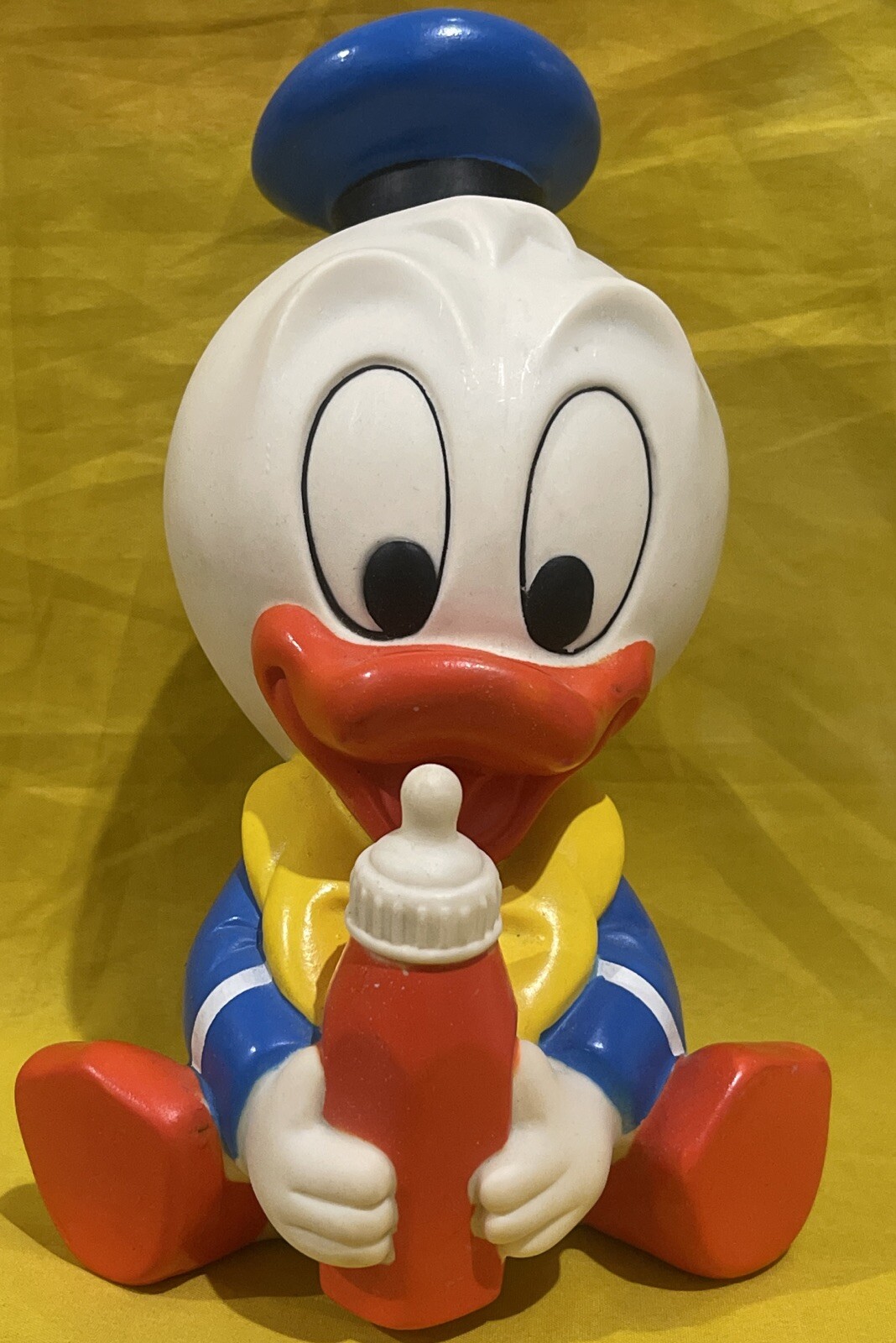 Vintage Walt Disney Baby Donald Duck Rubber Toy Shelcore 1980s Cute Fun