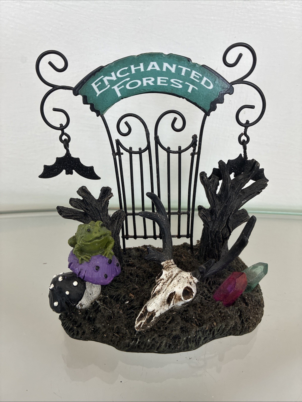 Ashland Halloween Enchanted Forest Gate Figurine Toad Mushroom Bat Crystals Ashland Halloween Enchanted Forest Gate Figurine Toad Mushroom Bat Crystals
