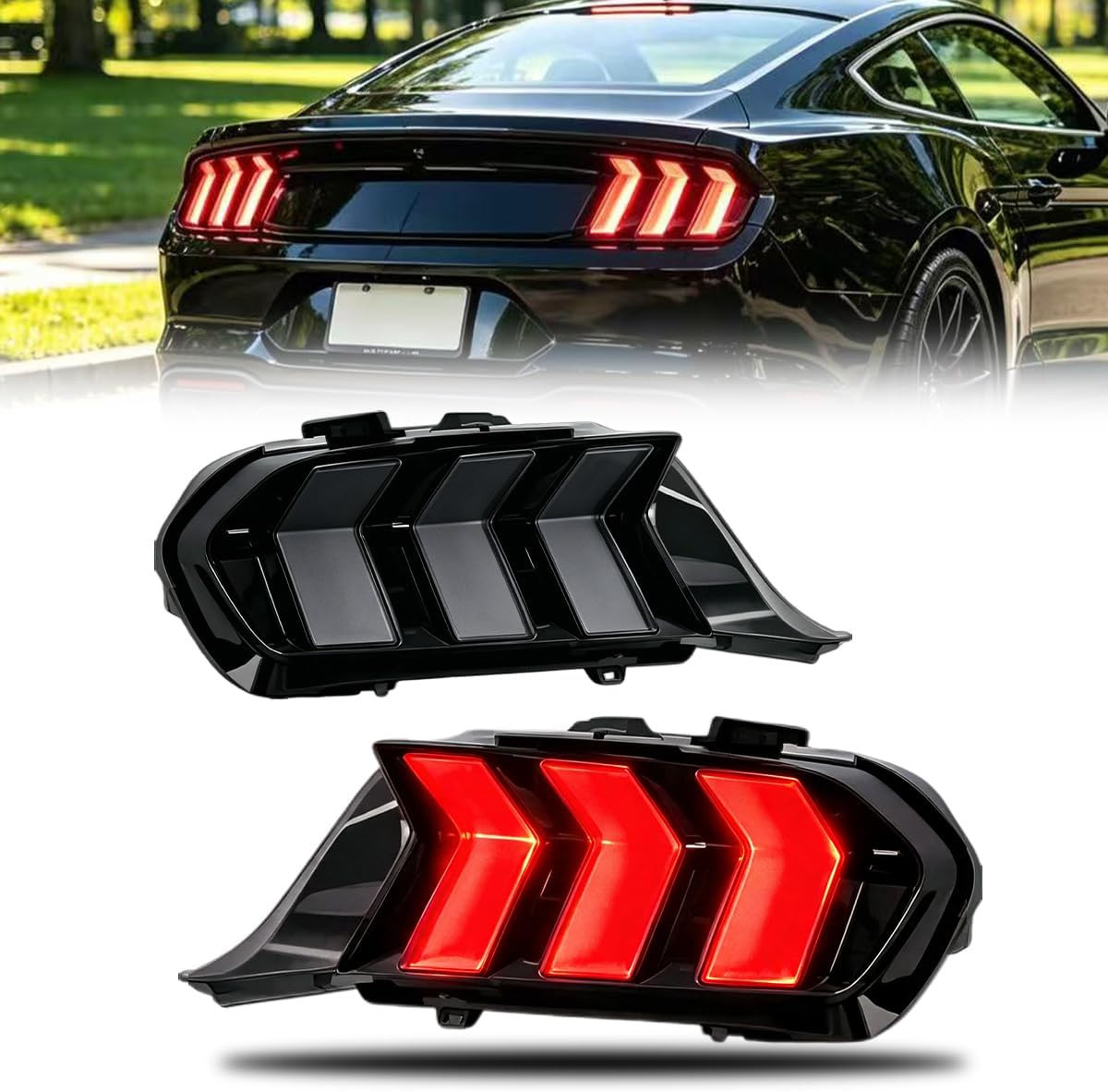 LED Tail Lights, Smoke Lens, Direct Replacement for 2024-2026 Ford Mustang