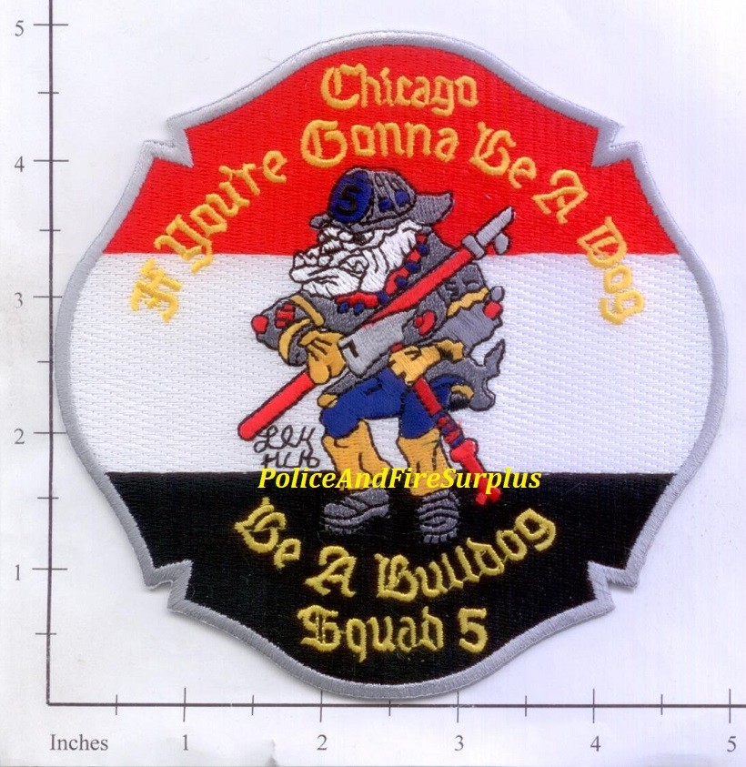 Illinois - Chicago Squad 5 IL Fire Dept Patch - Bulldog v2 Illinois - Chicago Squad 5 IL Fire Dept Patch - Bulldog v2