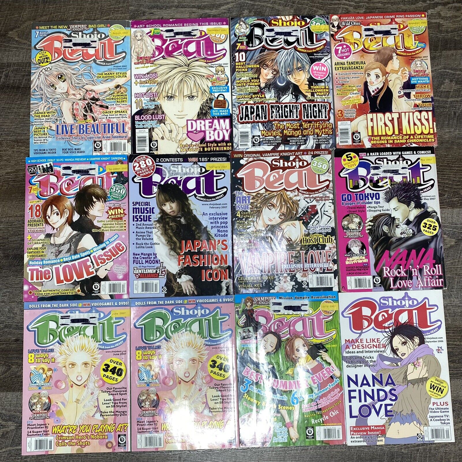 Shojo Beat Magazines Lot of 12 From 2006-2007