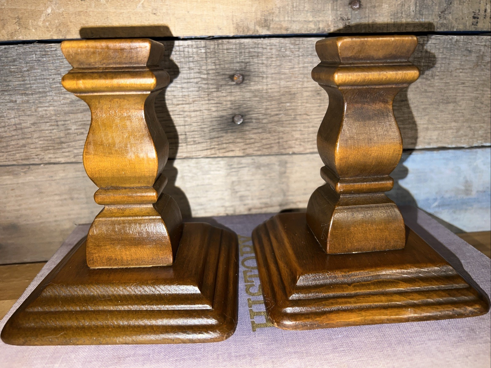 Old Antique Pair Of Wooden Candle Holders Hand Made Vintage Art of Wood Rare Old Antique Pair Of Wooden Candle Holders Hand Made Vintage Art of Wood Rare