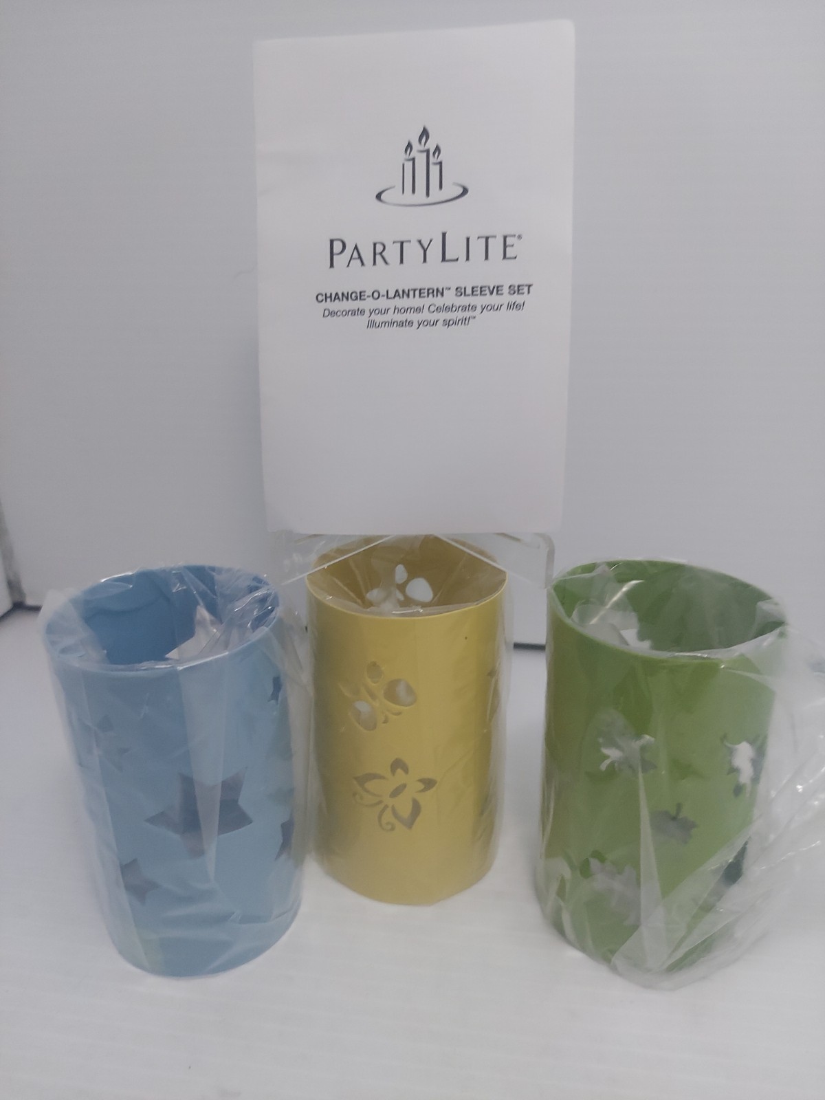 NOS PARTYLITE CHANGE-O-LANTERN SLEEVE SET STARS,LEAVES BUTTERFLY SLEEVES No Box NOS PARTYLITE CHANGE-O-LANTERN SLEEVE SET STARS,LEAVES BUTTERFLY SLEEVES No Box