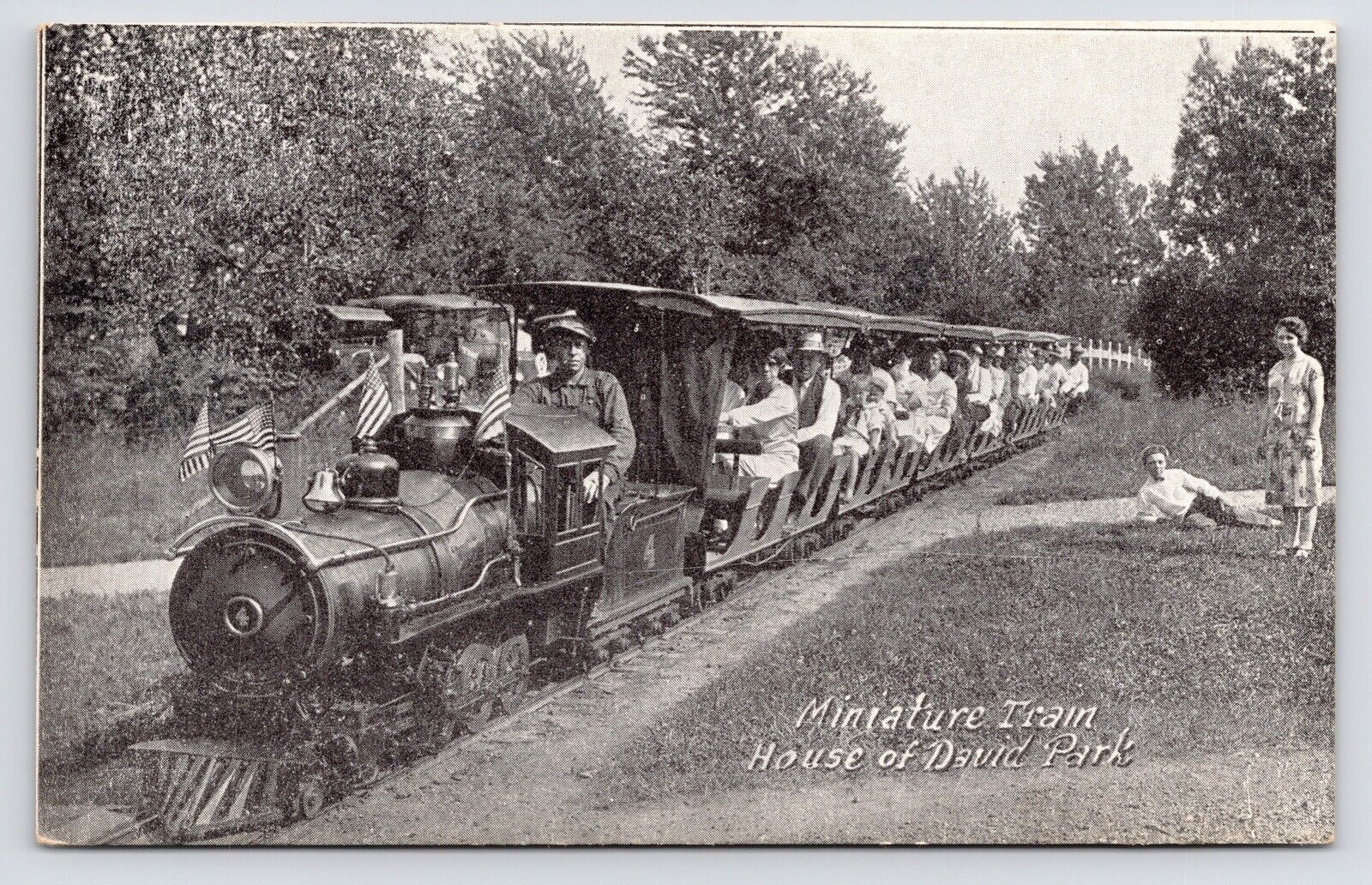 c1920s Mini Train~House Of David~Benton Harbor~Eden Springs MI~RR VTG Postcard