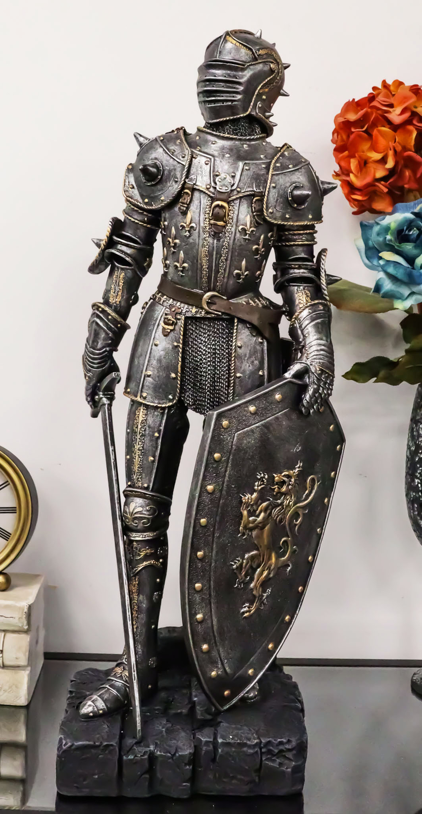 Large 29" Height Standing Honorable Armored Knight Sculpture Medieval Decoration