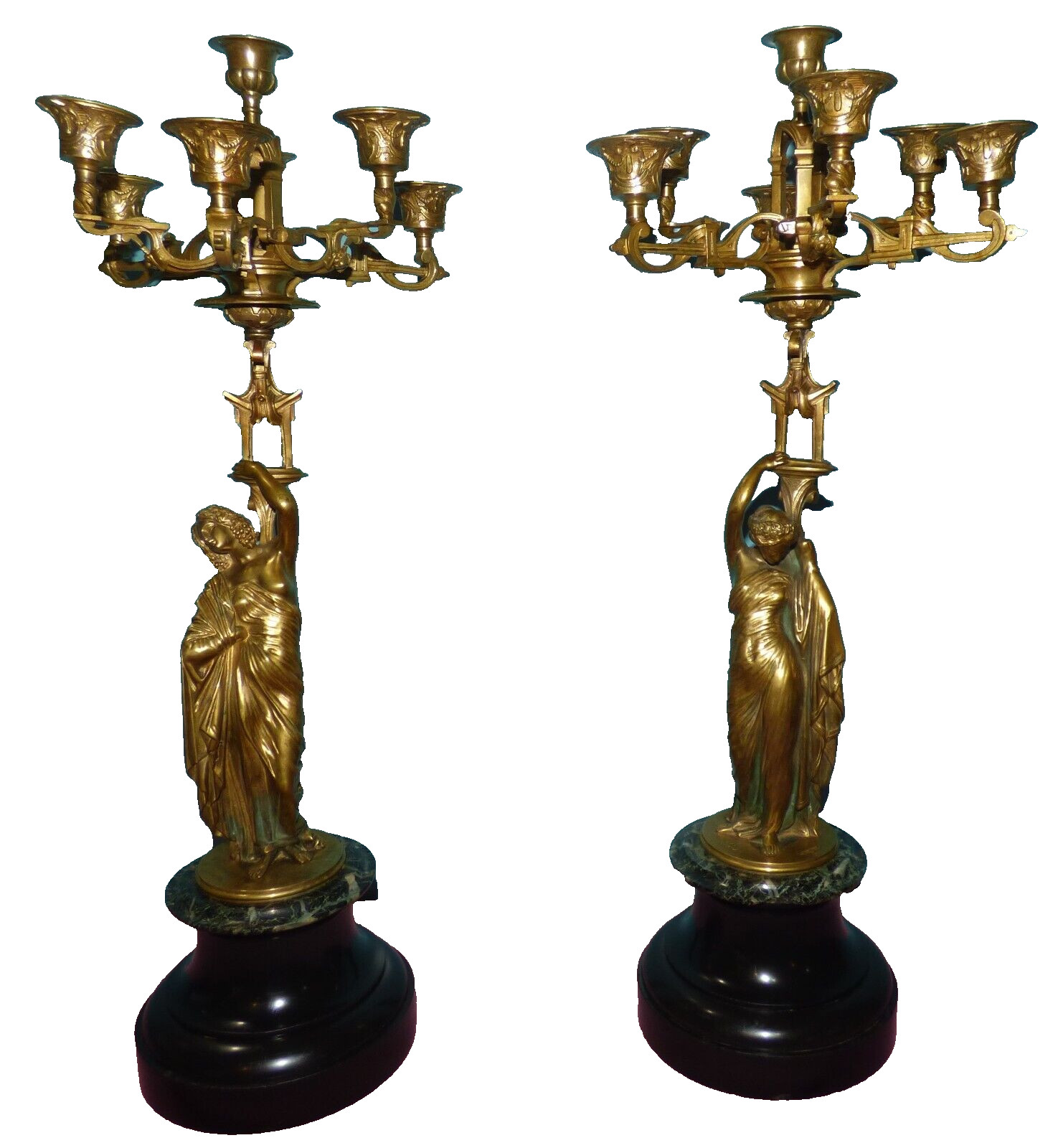 Pair French Neo Classical Bronze Figural Candelabras James Pradier, Susse Fres Pair French Neo Classical Bronze Figural Candelabras James Pradier, Susse Fres