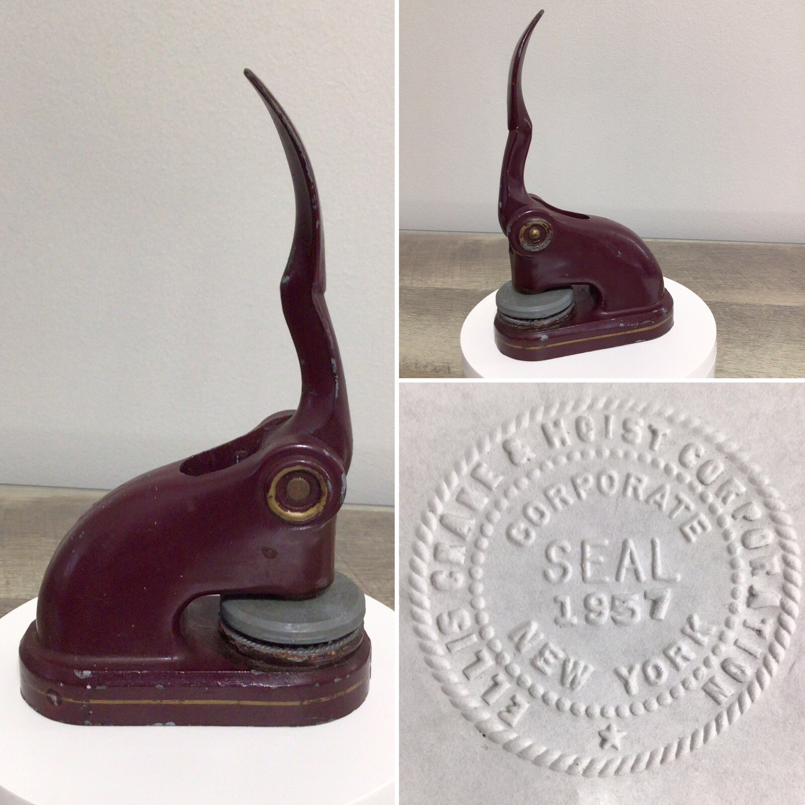 Vintage Ellis Crane & Hoist Desk Press Embosser Seal Stamper New York 1957 Vintage Ellis Crane & Hoist Desk Press Embosser Seal Stamper New York 1957