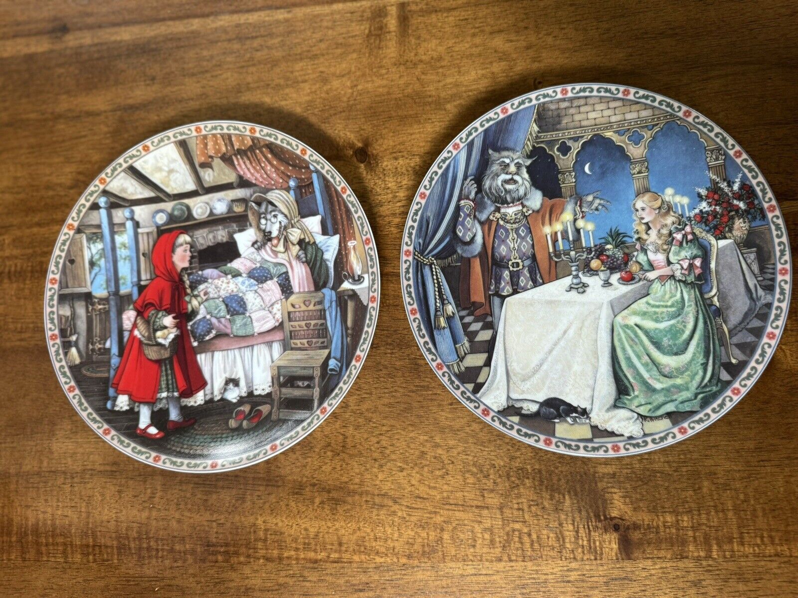 Knowles Little Red Riding Hood  & Beauty & The Beast Plates 1988-89 Limited
