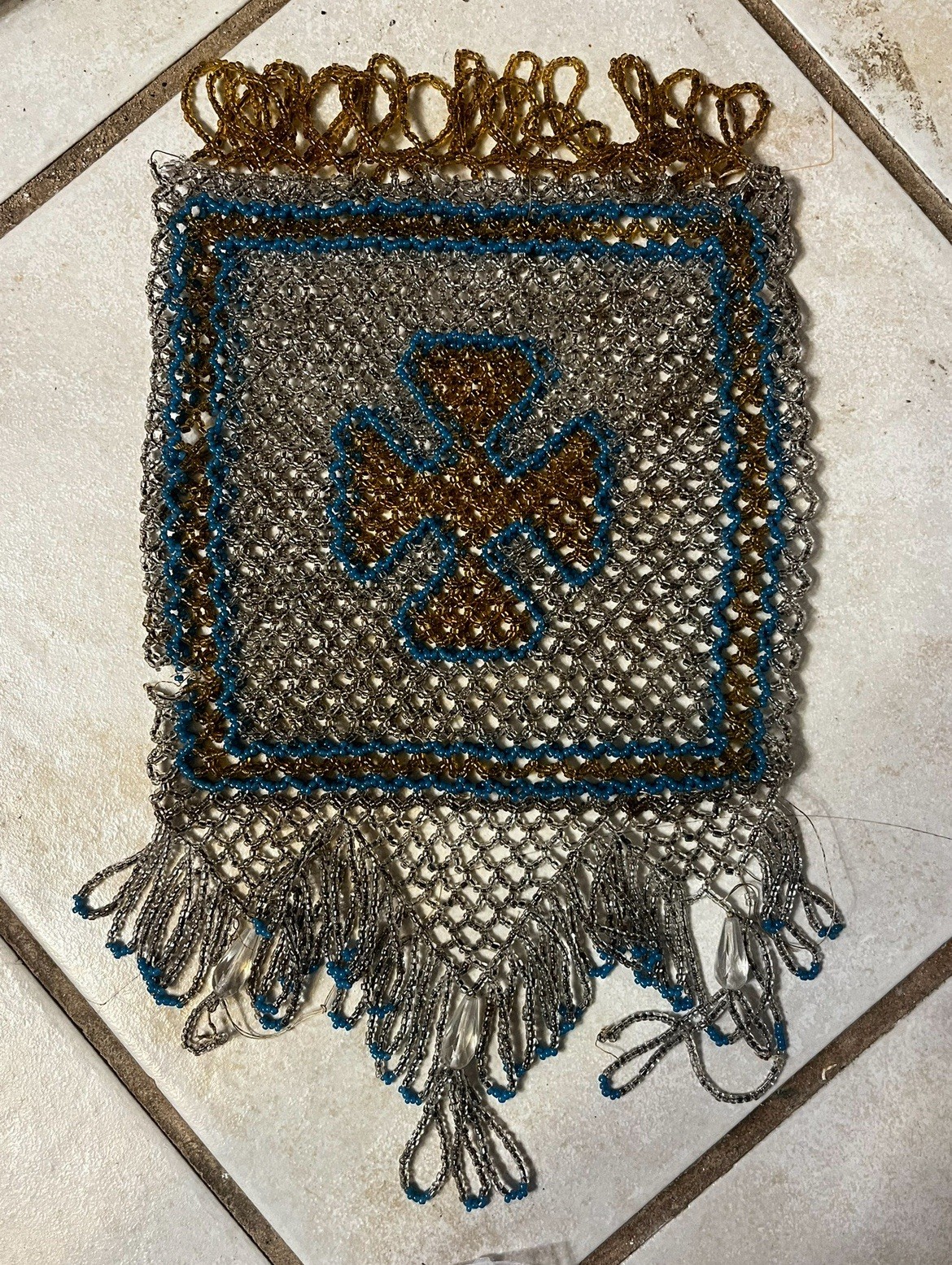 Antique Hand Beaded Pattee Cross Purse Antique Hand Beaded Pattee Cross Purse