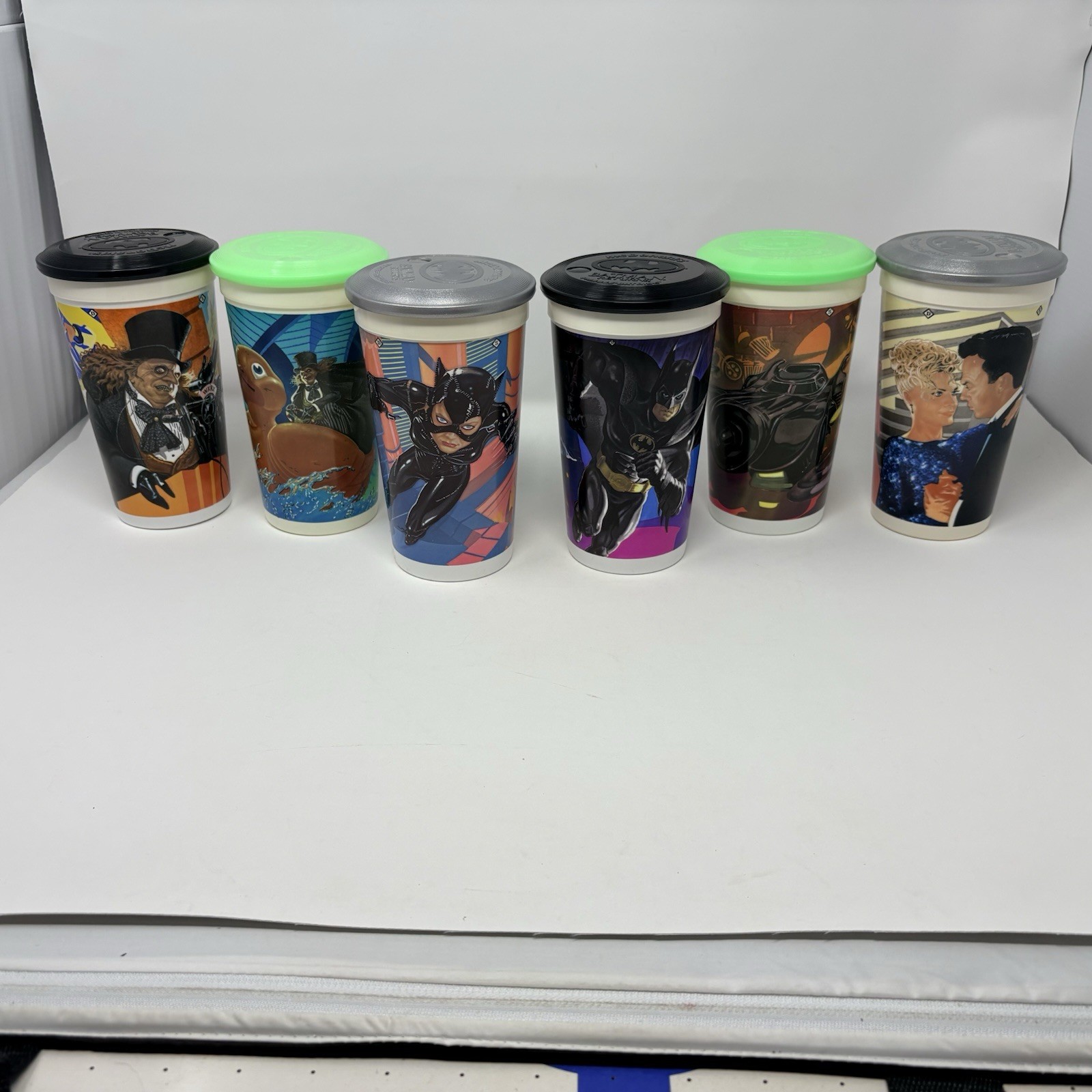 1992 McDonald's Batman Returns Collector Cups Complete Set Of 6 With Lids