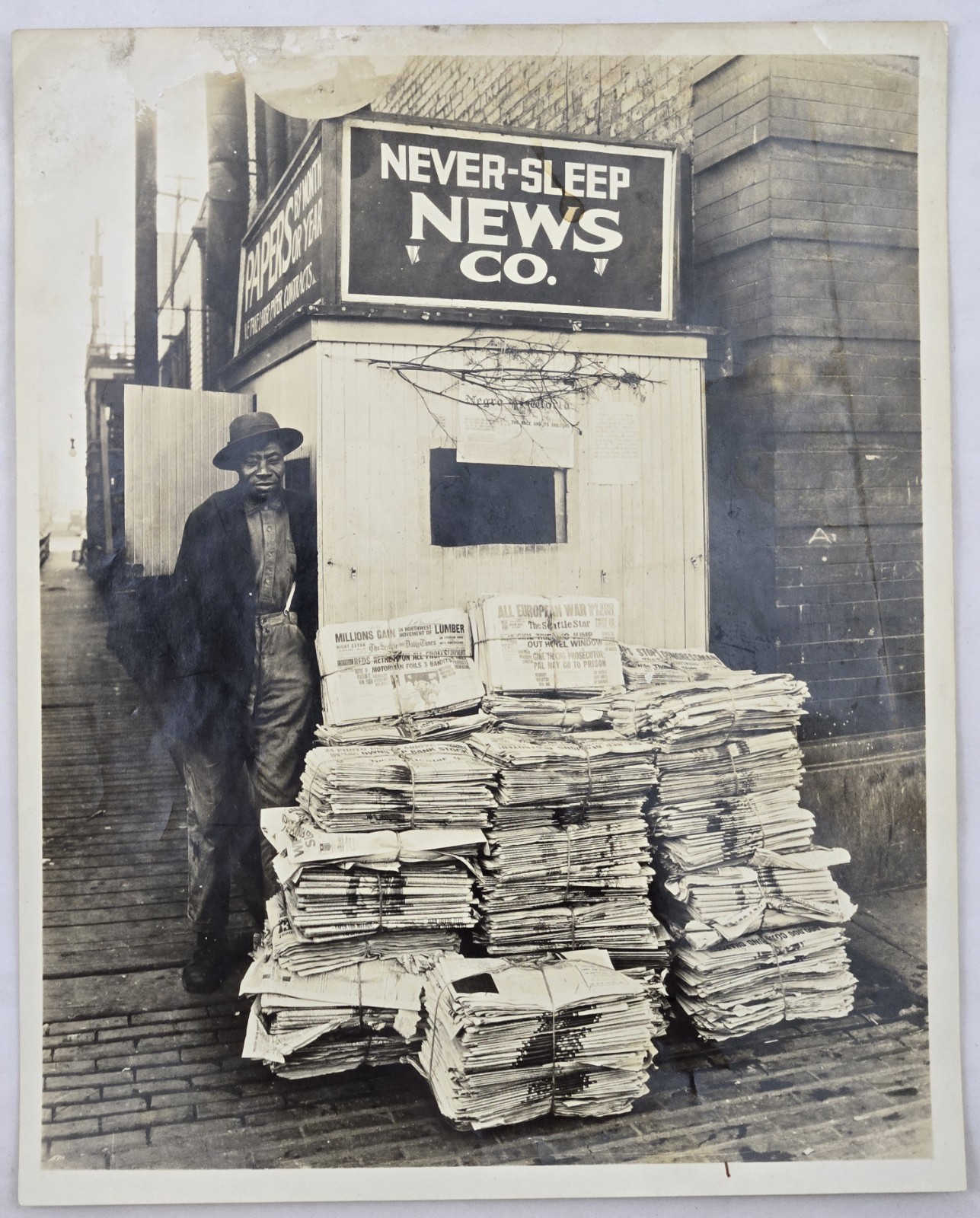 1930s Photo Never-Sleep News Co Seattle Black-Owned Business History Newspaper 1930s Photo Never-Sleep News Co Seattle Black-Owned Business History Newspaper