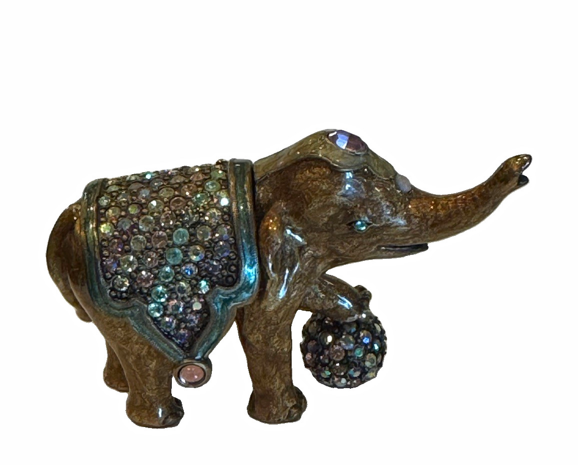 Jay Strongwater elephant w/ encrusted Swarovski crystal saddle, trinket box