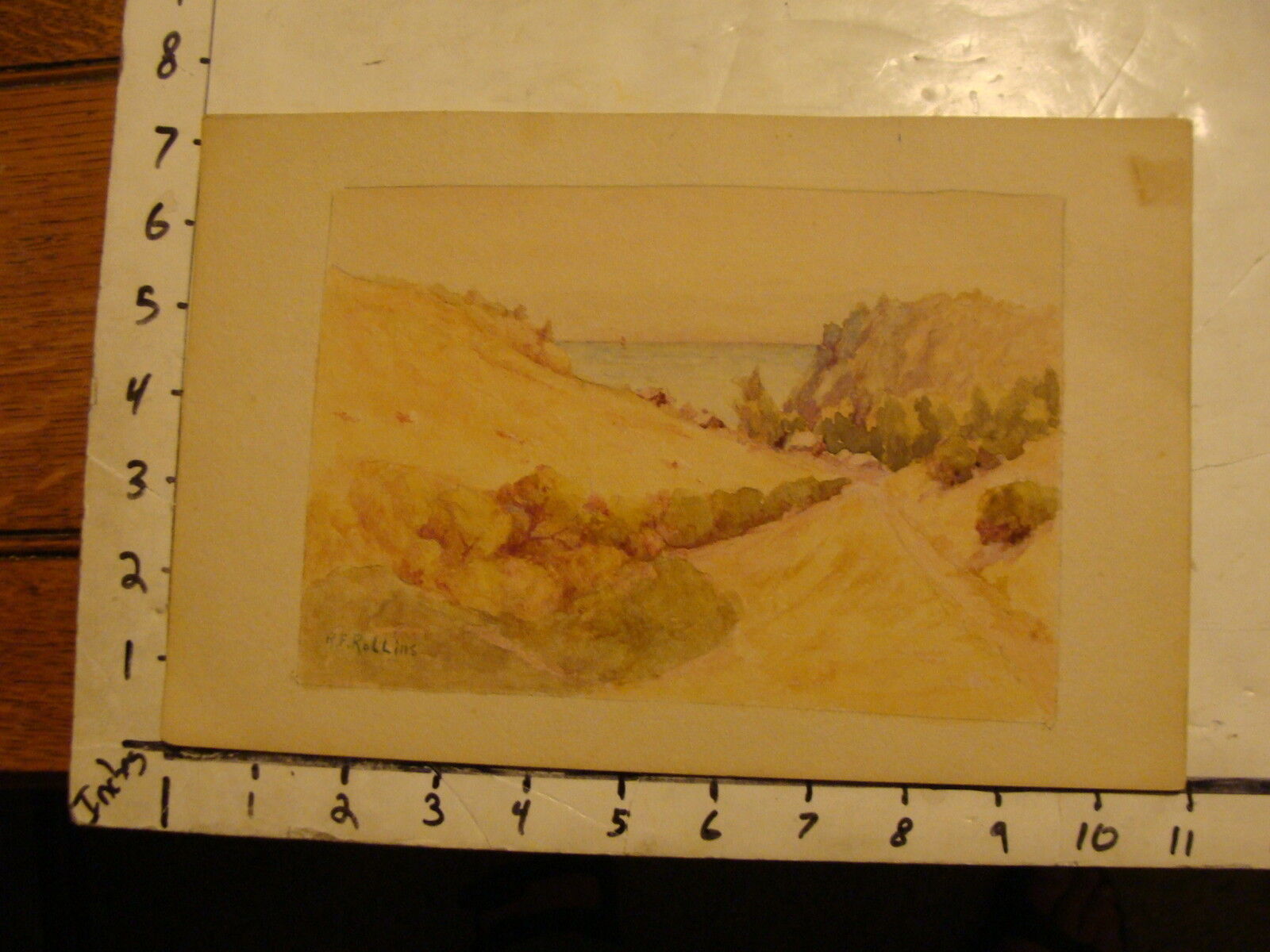 R. F. ROLLINS CALIFORNIA WATERCOLOR: CATALINA ISLAND - VIEW FROM GOLF LINKS